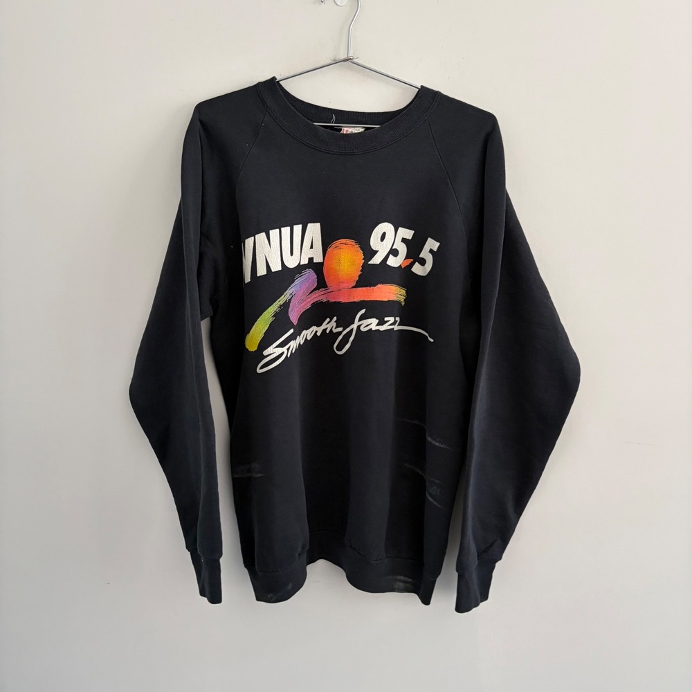 Vintage Fruit of the Loom WNUA 95.5 Smooth Jazz Sweatshirt Black XL